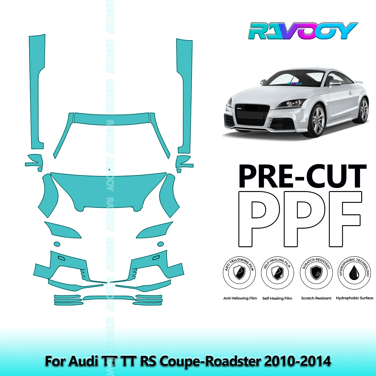 

Front Kit+Rockers Clear Bra Precut PPF Paint Protection Film For Audi TT TT RS Coupe-Roadster 2010-2014
