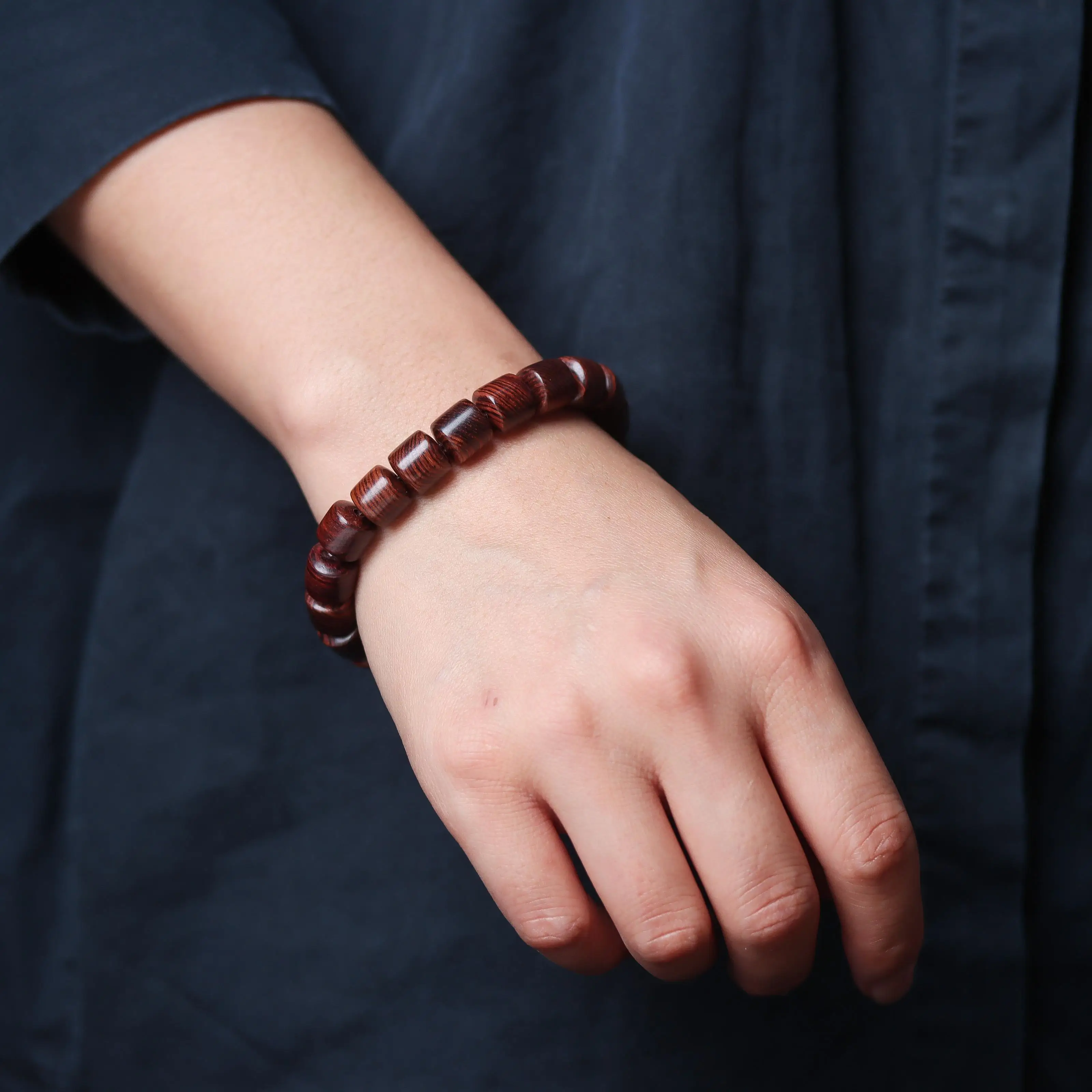 

Myanmar Purple Pear Bracelet Huanghuali Wood Buddha Beads Men's and Women's Straight Cut Old Barrel Pliable Temperament