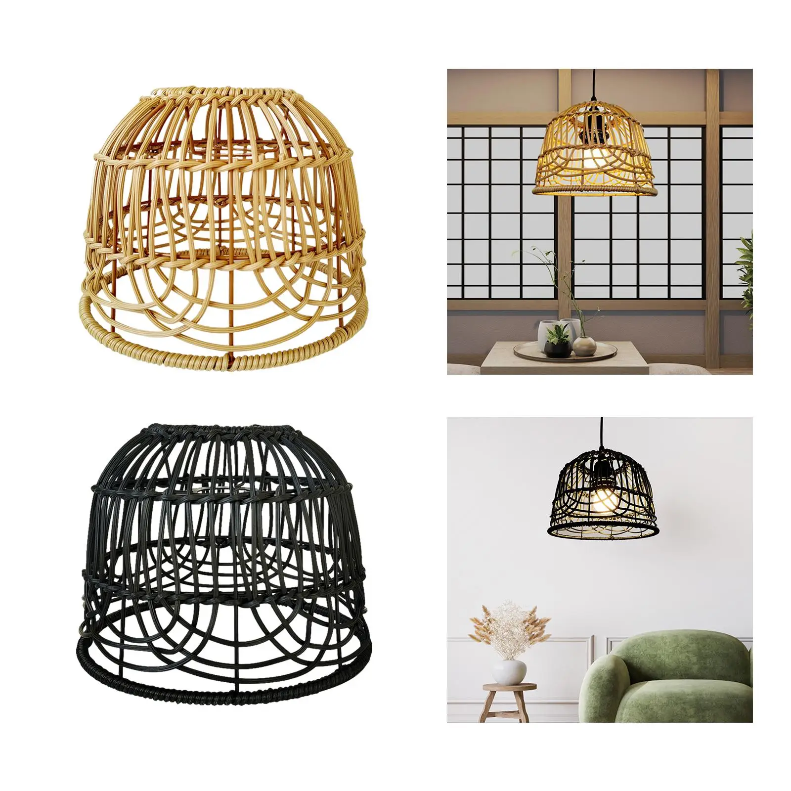 

Rattan Lamp Shade Weaved Lamp Decoration Rattan Chandelier Lampshade Woven Lampshade Wicker Pendant Light Cover for Home Bedroom