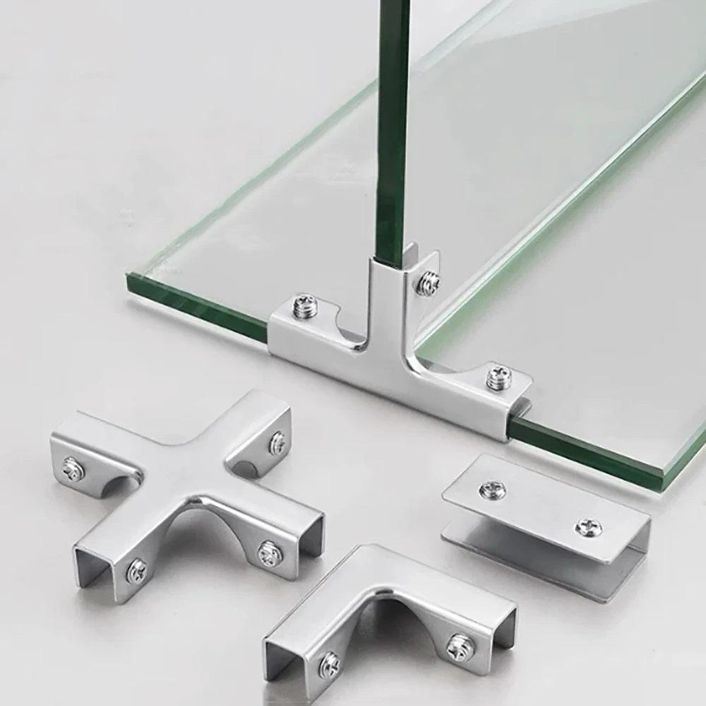 T/l/Cross Type Aluminum Alloy Fixing Clip Glass Clip Silver Fixing Clip Right Angle Corner Protector Glass Tile Buckle Clip