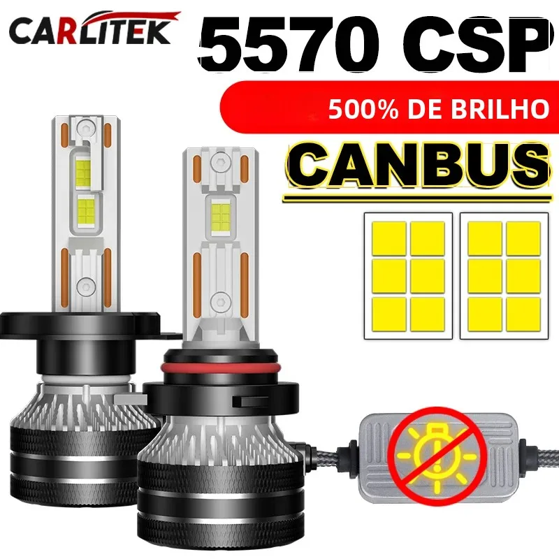 CARLITEK H4 Farol LED H7 H1 H11 H8 9005 HB3 9006 HB4 9012 HIR2 880 881 H27 9007 9008 H13 5570 CSP Canbus Lâmpada de carro lâmpada de neblina