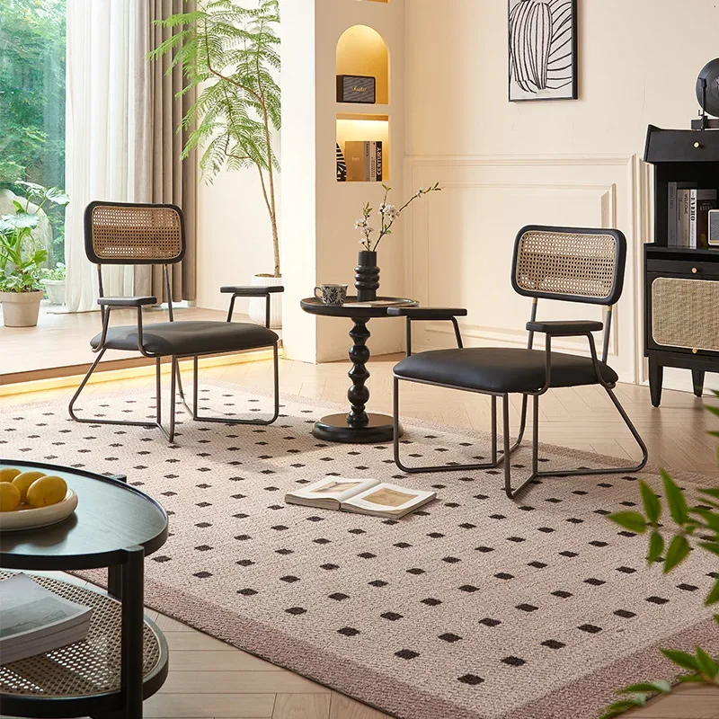 Hotel negotiation chair black modern minimalist creative rattan designer back chair