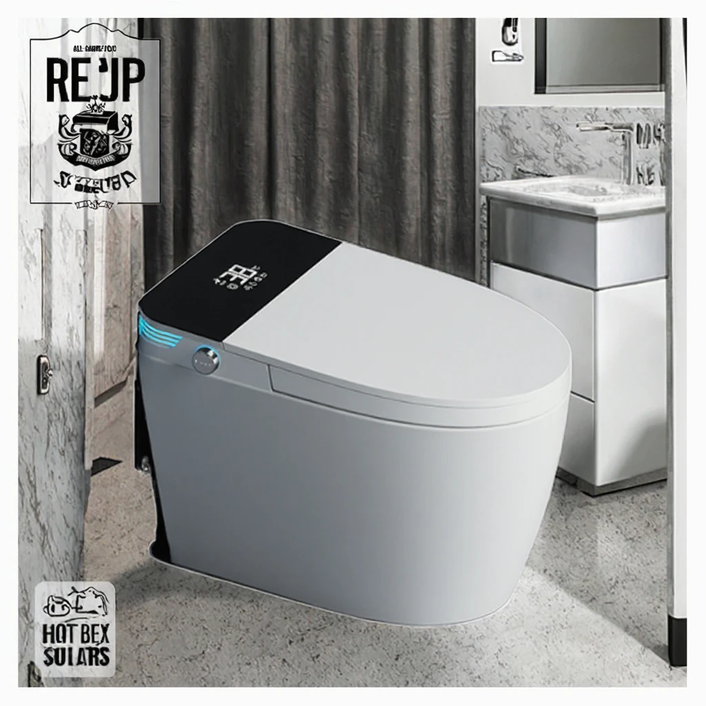 Умный унитаз в японском стиле с цельным дизайном с автоматическим переполнением и квадратным сердечником S-образным сливом с несколькими насадками Tornado.