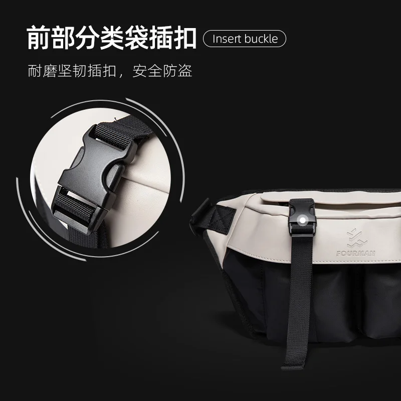 Bolso cruzado informal japonés para hombre, bolsa de gran espacio de empalme sólido, con cremallera para iPad de 9,7 pulgadas, resistente al agua,