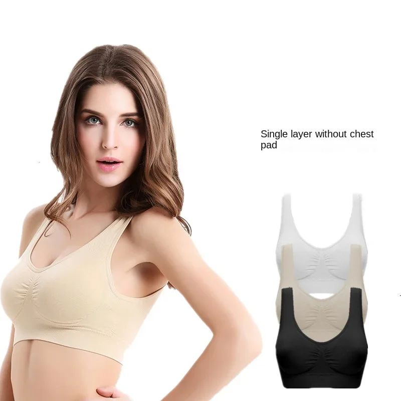 1 Piece Single-layer Large Size Adjustable Gathered Sports Bra No Bra Pads No Steel Ring No Scar Gathered Underwear