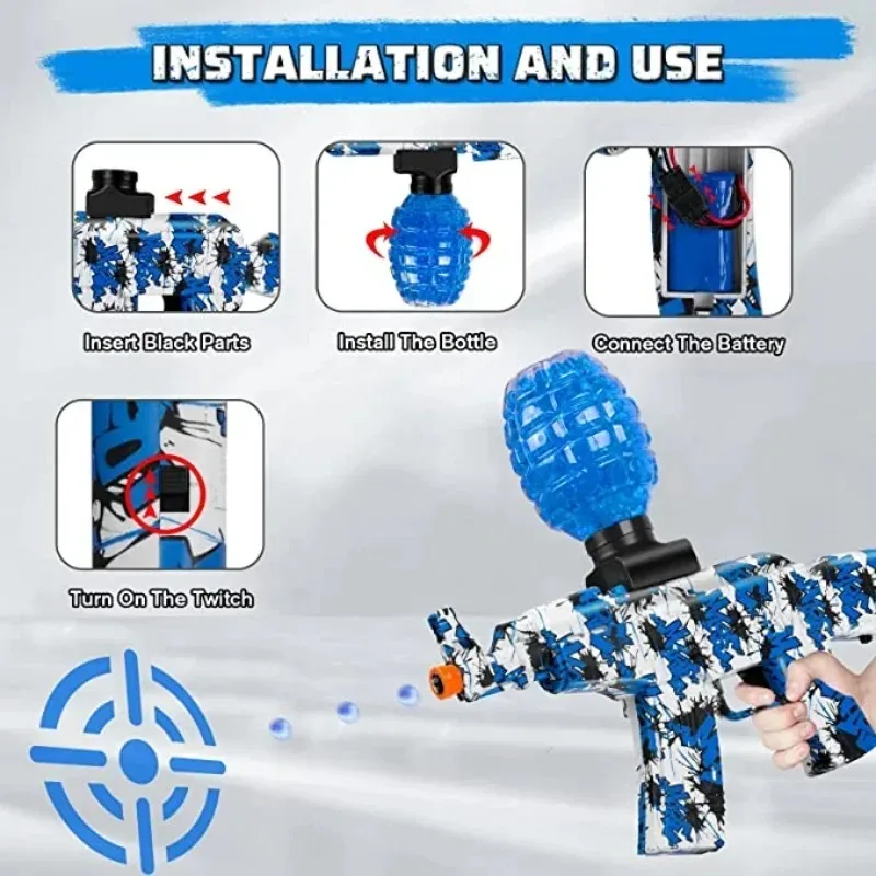 Airsoft elétrico água gel bola blaster arma brinquedos pistola de ar para atividades ao ar livre tiro equipe jogo presentes