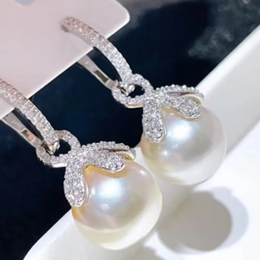 Pearl Earrings S925 Silver Luxury Precision High Grade Ear Buckle Nanhai Pearl AAA 10-11mm