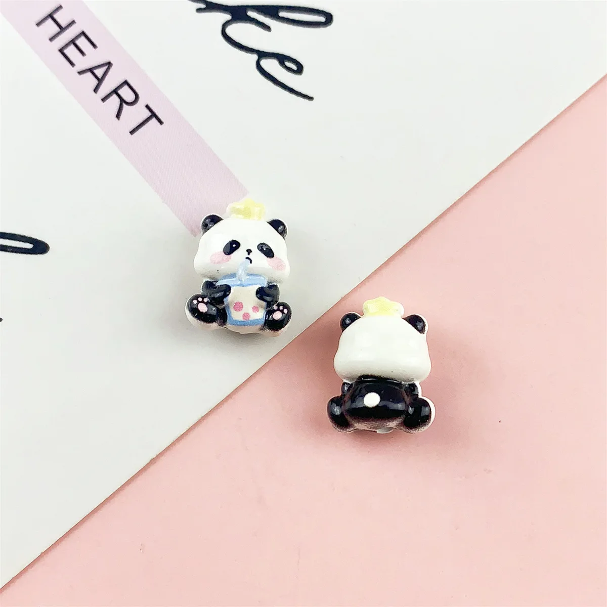 14pcs DIY Mix Alloy Oil-drop Panda Swim Bear Perforated Beads Pendant Jewelry Accessories Bracelet Earrings