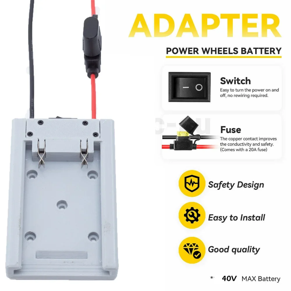 For Ryobi 40V Lithium Li-ion Battery Convert to DIY Connection Output Adapter （battery not included）