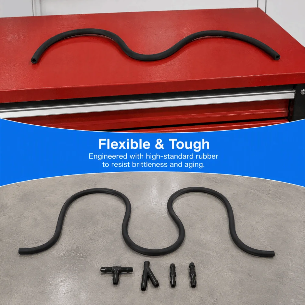 1m/3.28ft Windshield Washer Hose PP+Rubber Universal Windshield Wiper Hose Black Vehicle Washer System Parts Auto Garage Service