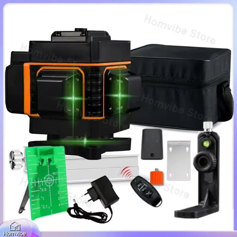 360 Degree Green Self-Leveling Laser Level 12 Line 3D Horizontal Vertical Cross Line Laser Level for Construction DIY Home