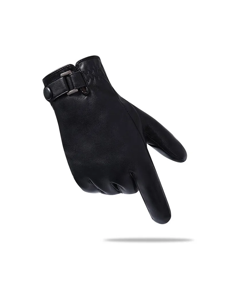 Leder handschuhe Thermo handschuhe Herren Touchscreen warm plus Samt imitation Schaffell handschuhe schwarz