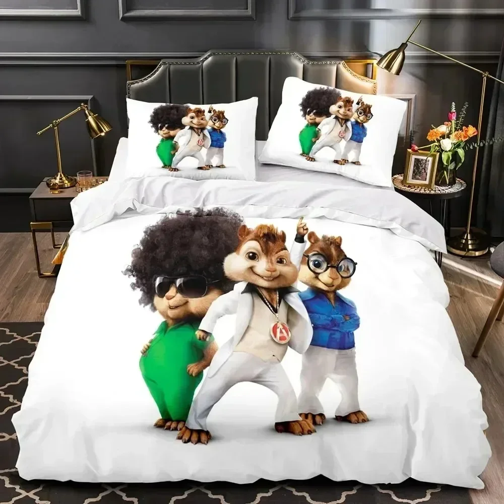 Luxury New 3D Print Cartoon Chipmunks Alvin Bedding Set Duvet Cover Bed Set Quilt Cover Pillowcase king Queen Size Boys Adult 3