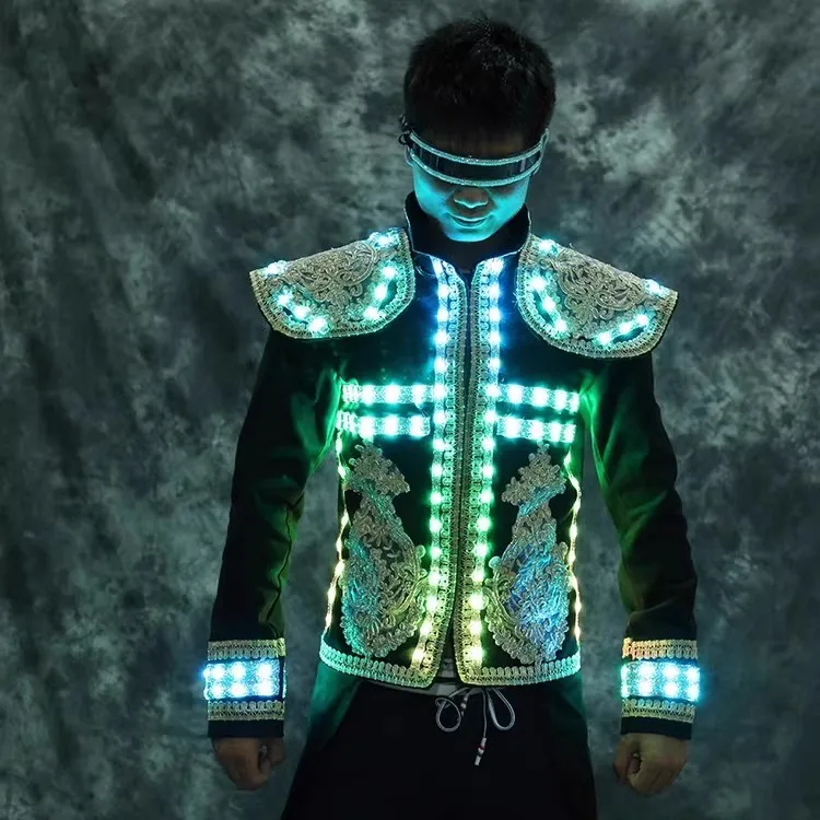

Glowing LED Jazz Suit Atmosphere Nightclub Drinking Occasion Stage Performance Bar KTV Outfit Long Sleeve Long Pants