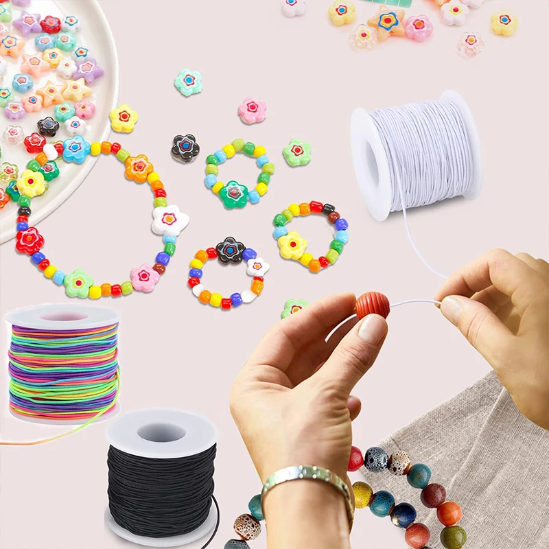

Прочный эластичный шнур 1 мм для изготовления ювелирных изделий своими руками, 3 цвета, эластичная веревка для браслетов, ожерелий, бисера и поделок