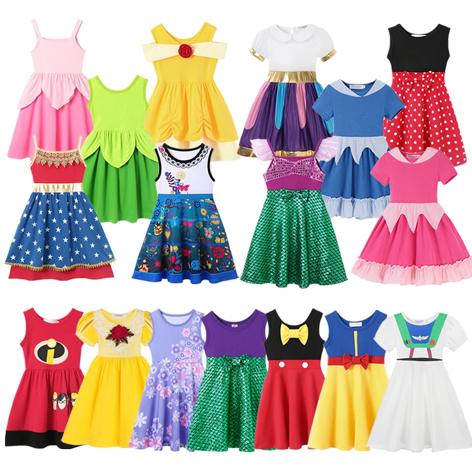 Mädchen Sommer Prinzessin Kleid Elsa Anna Fee Kleidung Ariel Rapunzel Cosplay Geburtstags feier Mickey Mouse Kleid