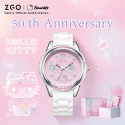 ZGO X Sanrio Quartz Watch Hello Kitty 50th Anniversary Limited Watches for Women Luminous Waterproof New Year Gift 2302