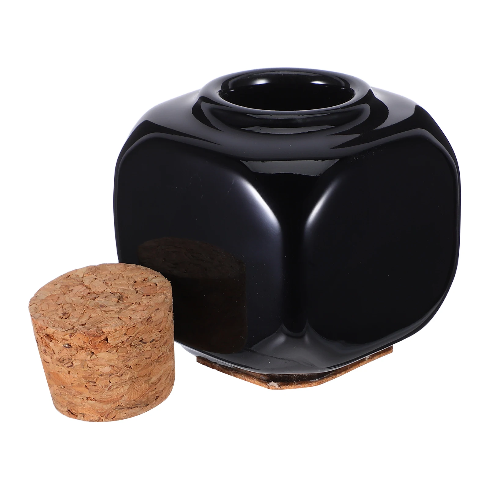 セラミックマニキュア液体ボトル黒実用的な耐久性のあるネイルメディスンカップオーガナイザーアクリルパウダー収納用木製コルクボトル
