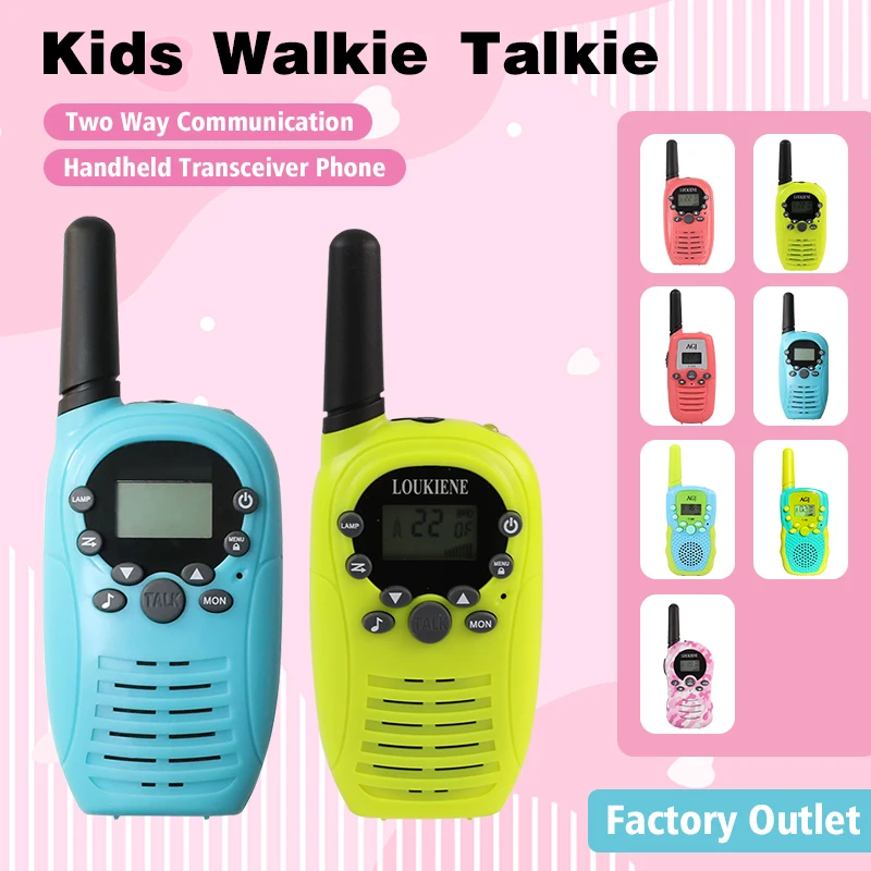 

Kids Walkie Talkie AA Battery 2 Way Handheld Transceiver Phone Radio 22 Channels LCD Flashlight 3KM Long Range Children Gifts