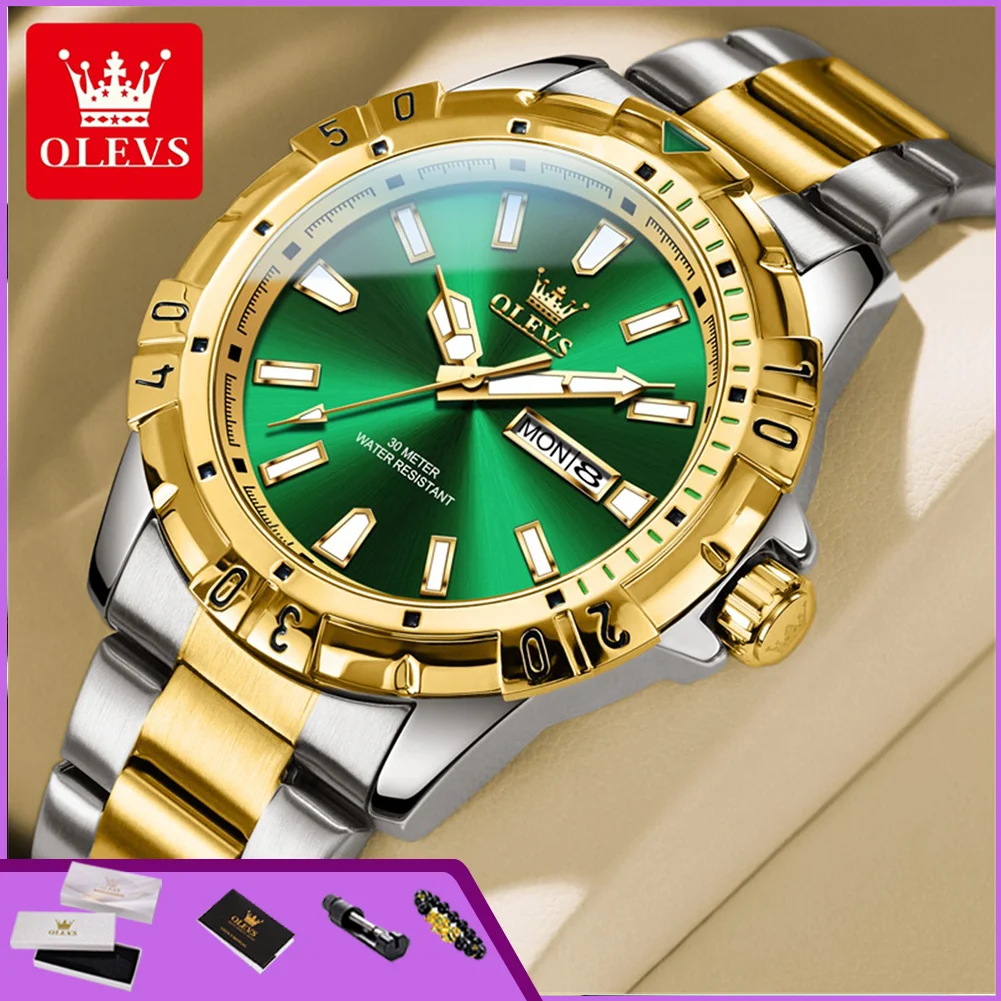 

OLEVS 5560 Luxury Brand Men's Quartz Watches Calendar Week Waterproof Luminous Stainless Steel Dress Business Wristwatch for Man