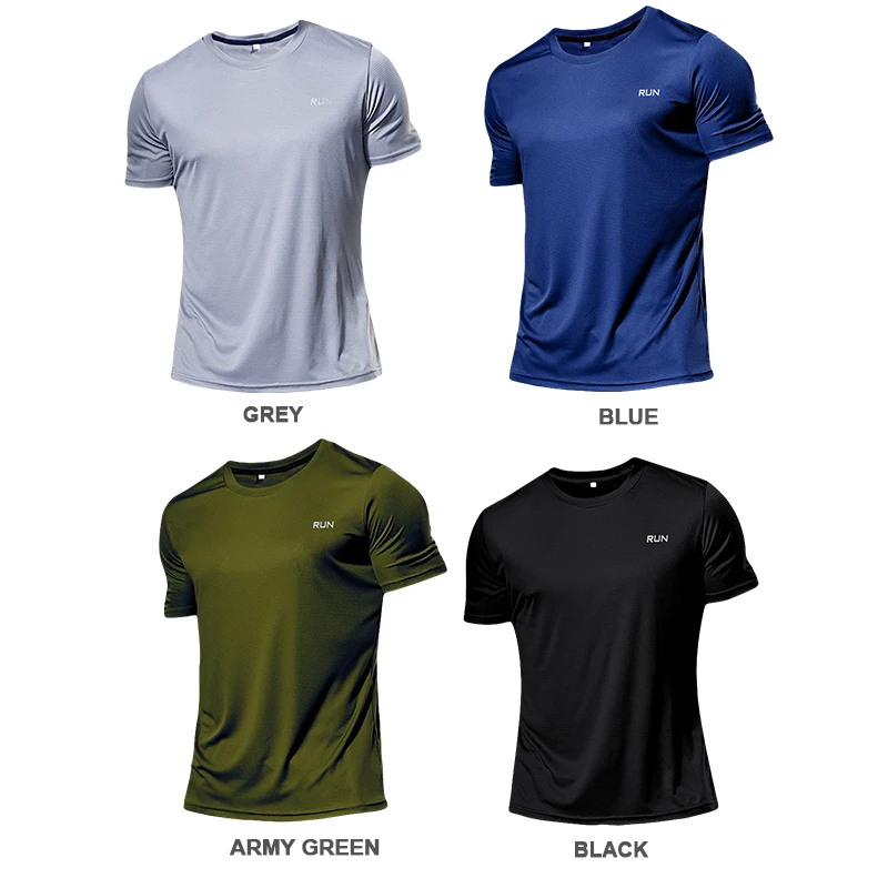 

Men's 4 Pieces T-Shirt Football Fitness Tight Sportswear Bodybuilding Running Short Sleeve Shirt Sports Top Deportiva Hombre Gym