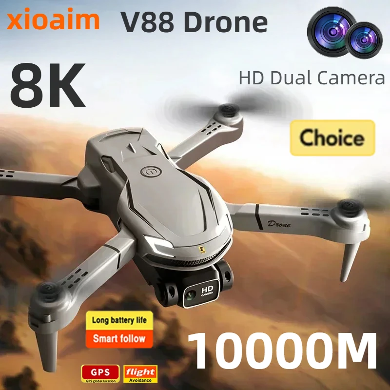 For XIAOMI V88 Drone 8K 5G Professional HD Dual Camera Aerial Photography Remote Control Aircraft Quadcopter Toy UAV 10000M