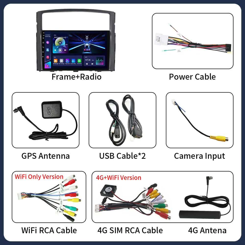 Para Mitsubishi Pajero 4 2006-2014 Android Radio de coche reproductor Multimedia automotriz navegación GPS Carplay pantalla táctil estéreo automático 6