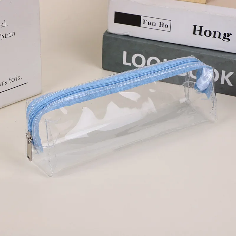 Transparent Zipper Pencil Case Pen Bag Cosmetic Makeup Pouch Large Capacity Pen Case Sundries Organizers School Stationery Gifts