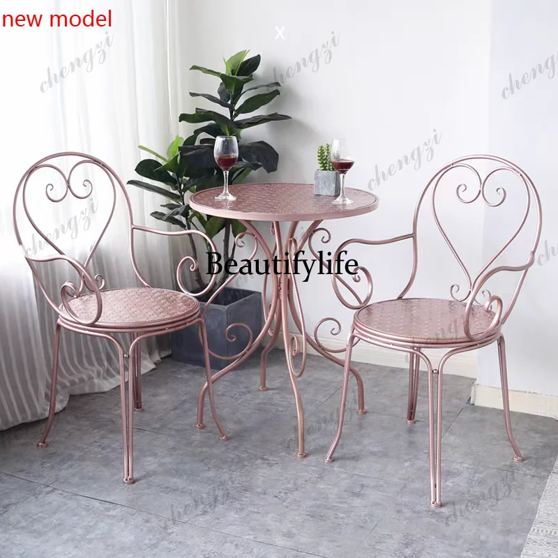 Conjuntos de Muebles de Jardín de Metal para Gazebo, Conjuntos de Muebles de Jardín Impermeables para Patio, Muebles Minimalistas para Balcón y Jardín N13