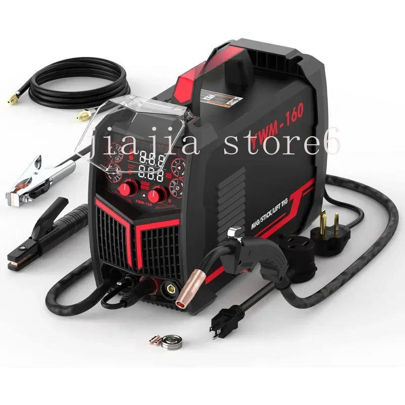 

Gas Gasless 160A multiprocess MIG Welder，Flux Cored/MIG/Lift TIG/Stick ARC Welder 4 in 1 Welding Machine，Synergic Control