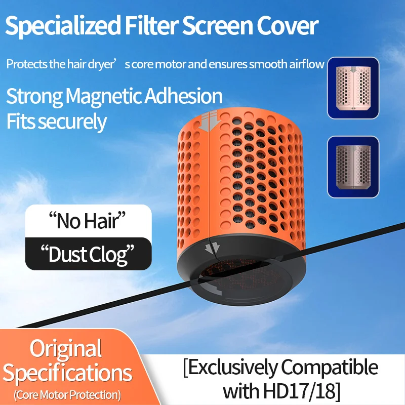 Outer Filter Cover Replacement HD17 HD18 for Dyson Hair Dryer  Magnetic Suction Opening Dust Cover Buckle Accessories
