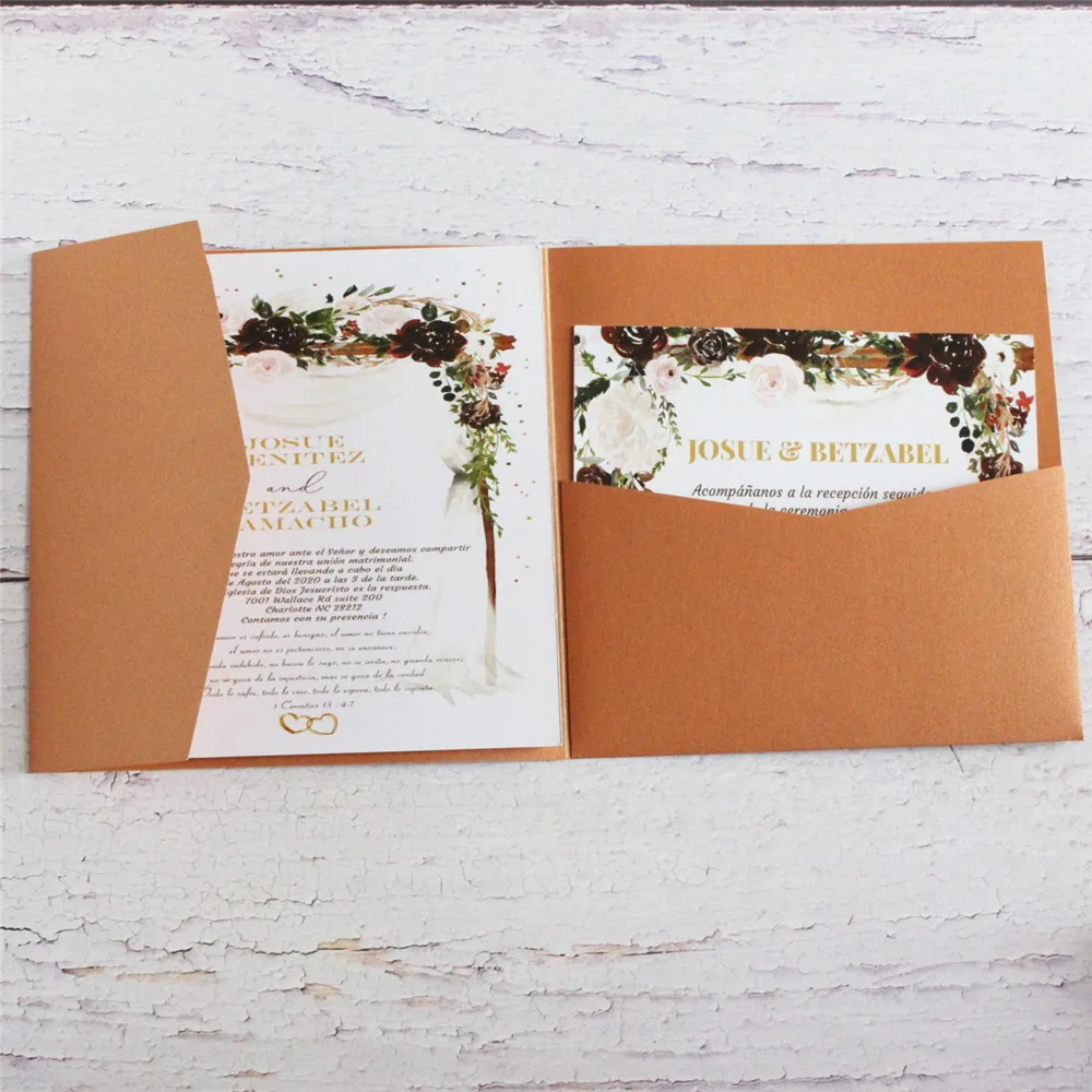 Wedding Cards Invitations Pocket Envelopes, Customized Invite RSVP Printing, 50Pcs