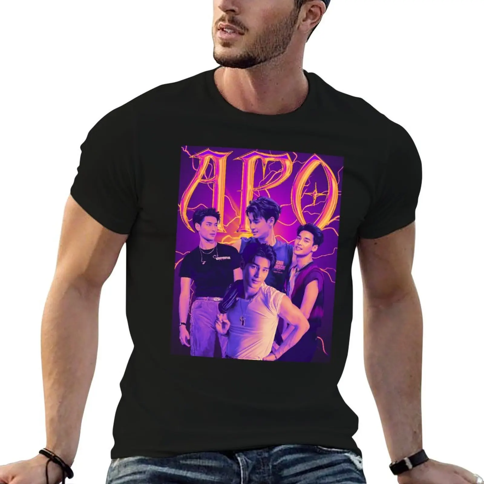 

Thai bl series drama actor apo nattawin gift for bl lovers T-Shirt t shirts for man cotton funny T-Shirt