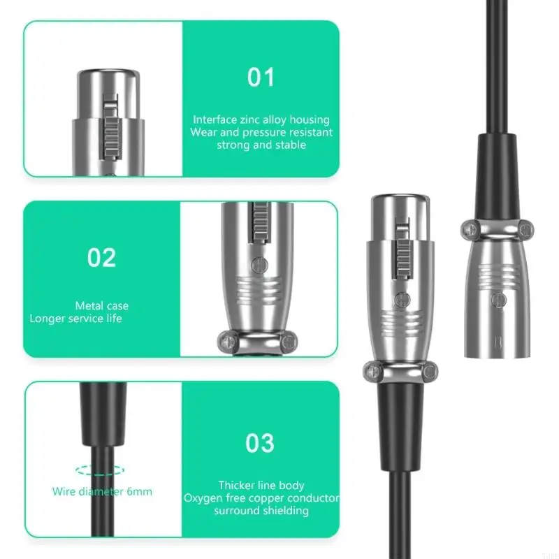 T3EE 3Pin Balanced Auditory Cable for Studio and Live Applications, Selectable Length Highly Sound Transmission