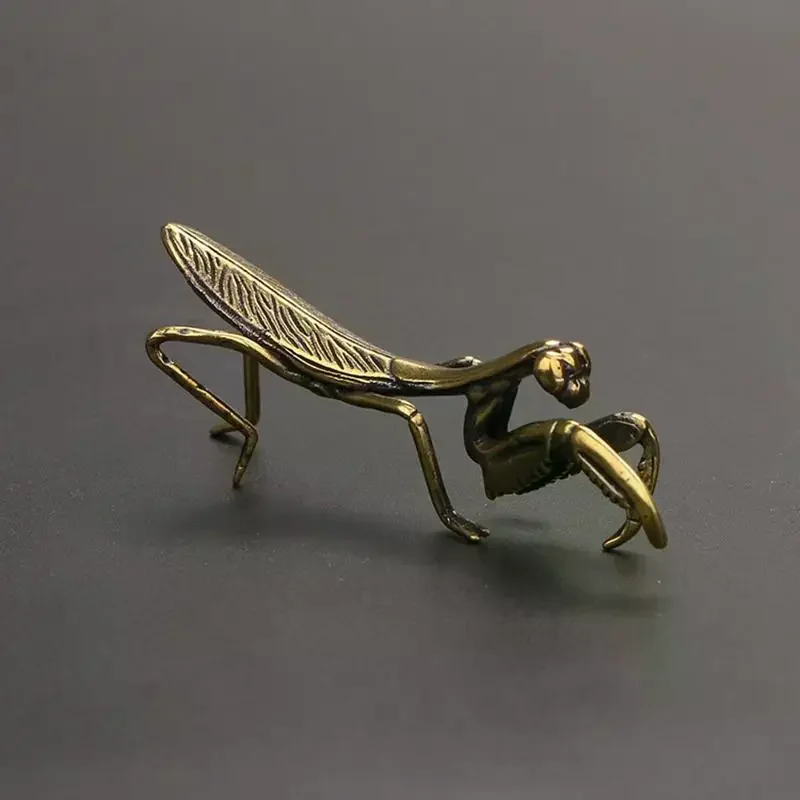 Copper Mantis Miniature Ornament Vintage Flower Pot Decoration Decorative Craft Accessories Tea Pet Antique