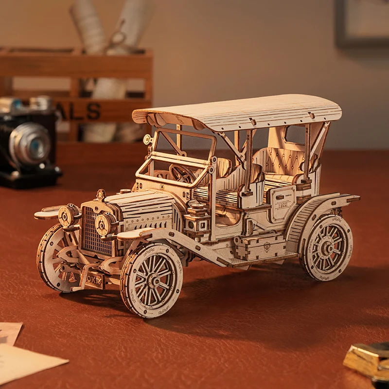 Vintage Car 3D Puzzle, Wooden Puzzle Retro Car Model Kits to Build for Adults, Gift for Antique Car Lovers Aesthetic Home Decor