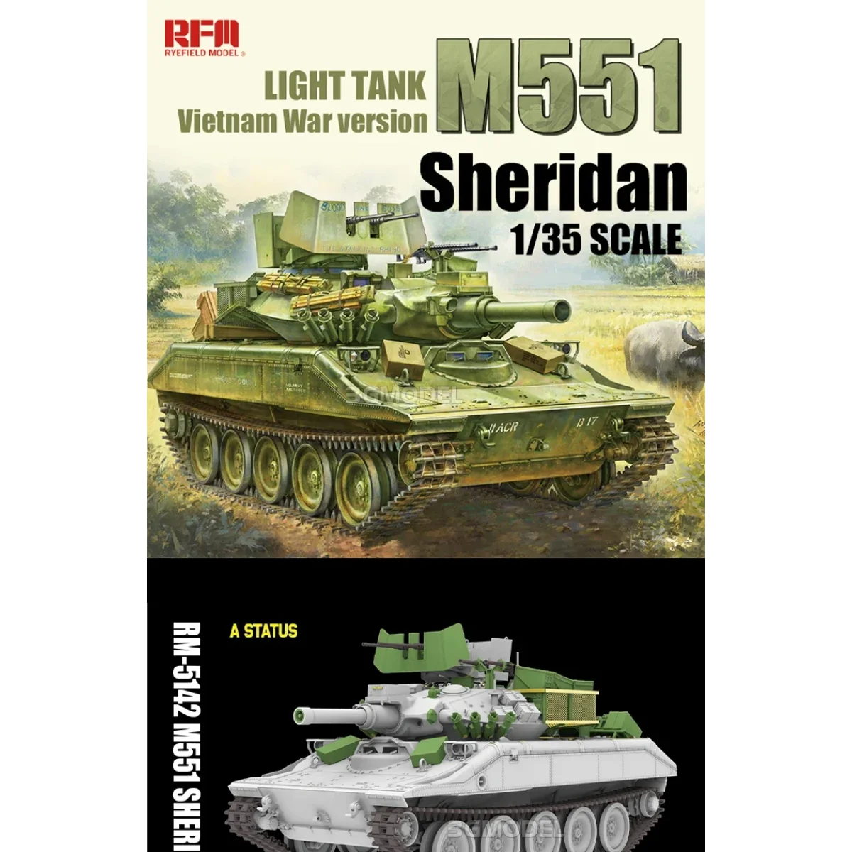 

Ryefield model Rm5142 M551 Light Tank Sheridan (Vietnam War) 1/35 plastic assembly toy model kit Fast transportation