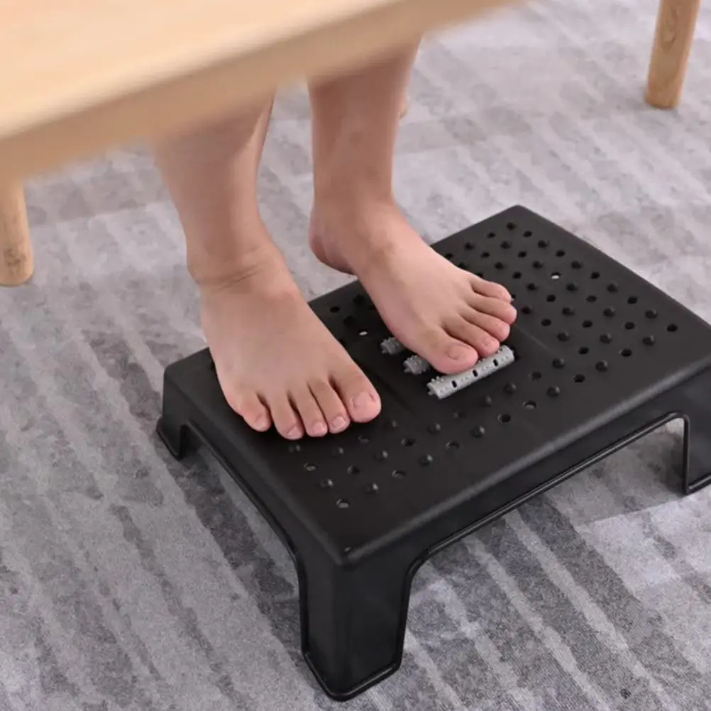 Premium Adjustable Foot Stool with Non-Slip Base Massage Roller for Leg Relaxation Office Desk Under Desk Footrest Home Use