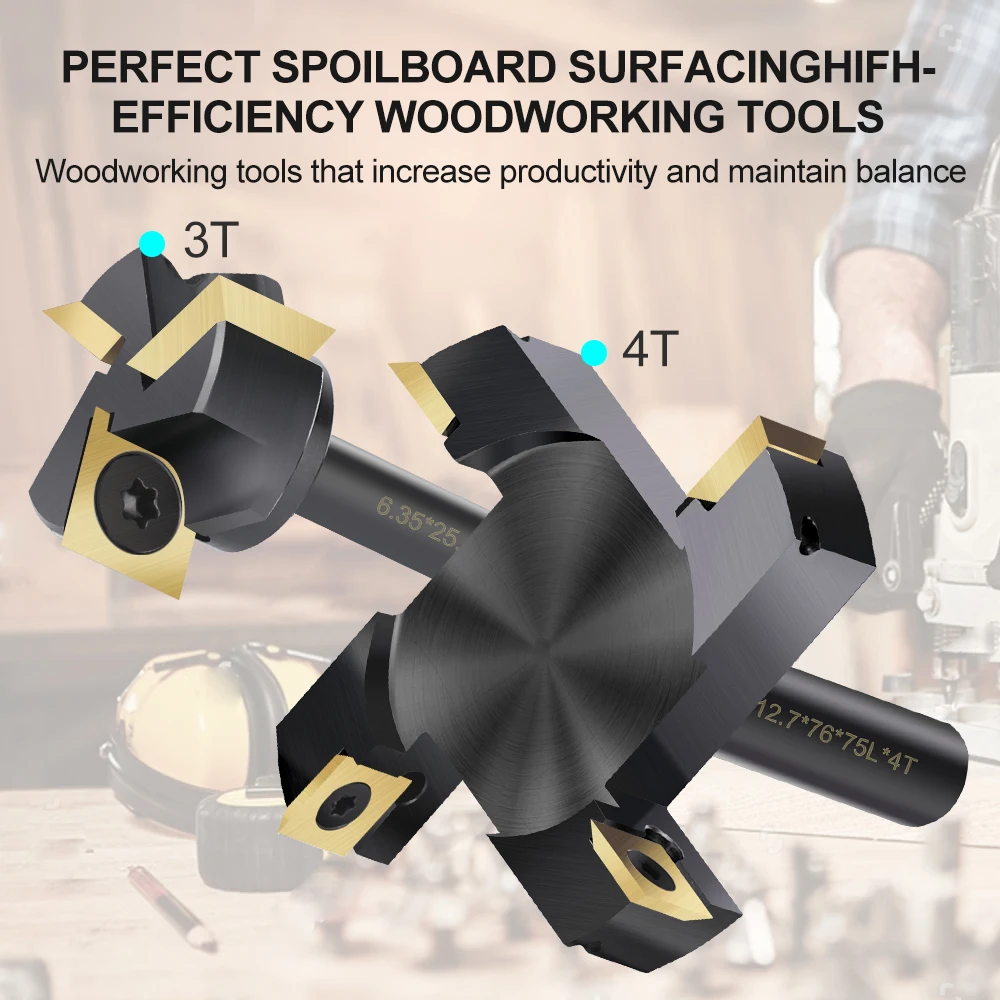 XCAN Wood Planer Bit 1/2 Shank Spoilboard Surfacing Router Bit With Titanium Carbide Insert Slab Flattening Wood Milling Cutter