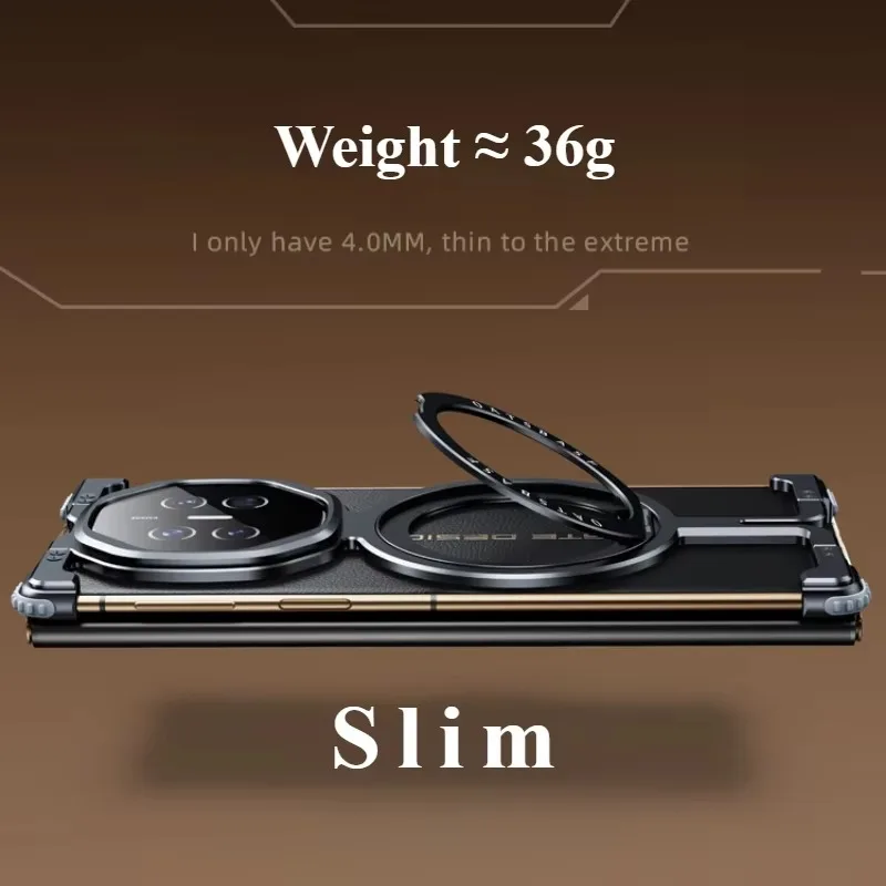 Eary Metal Frameless Phone Case for Huawei Mate XT with 360 Rotate Stand Magnetic Ultra-Thin Protective Cover Shockproof Shells