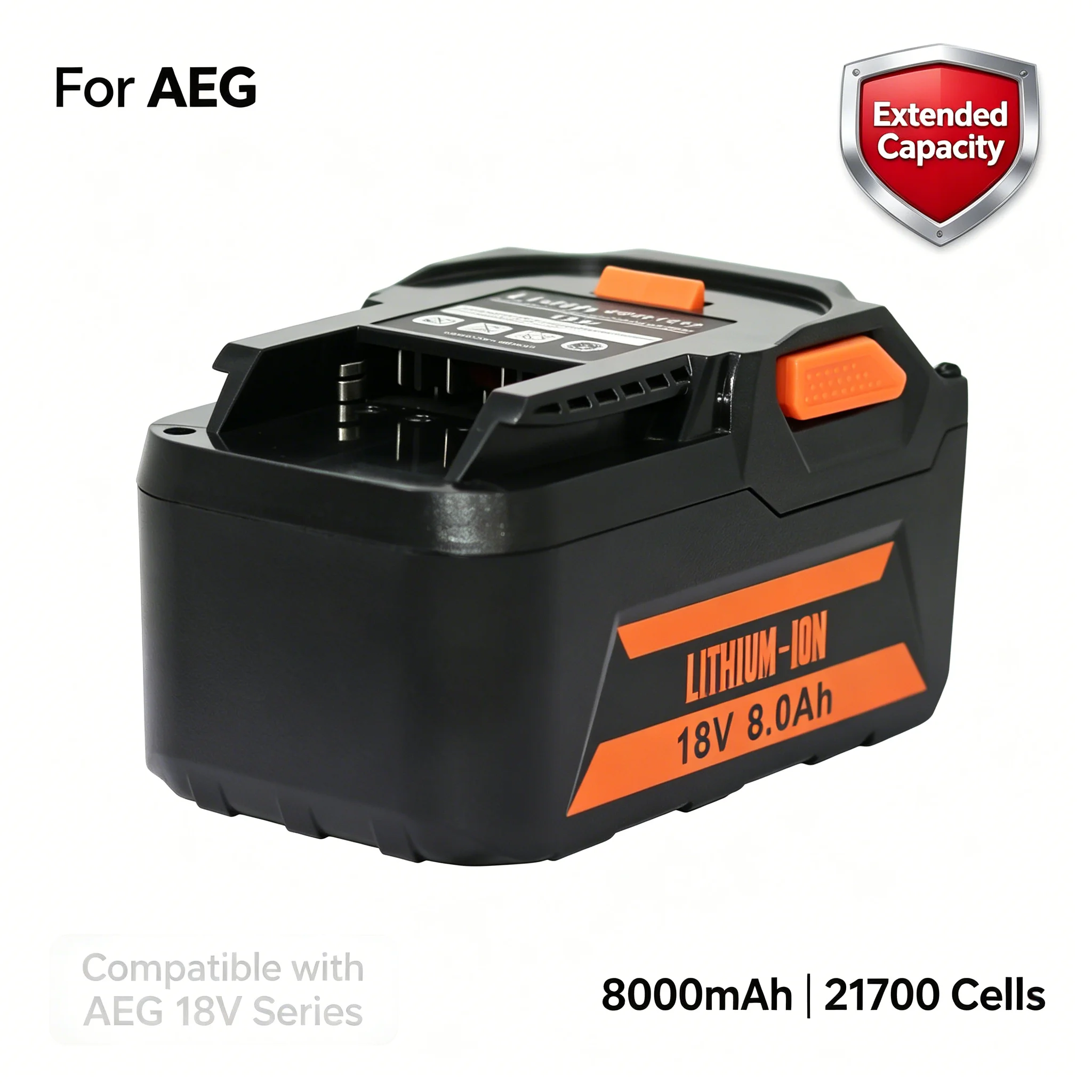 

For AEG 18V 8000mAh-21700 Lithium-Ion Battery For RIDGID R840087 R840085 L1815R L1850R L1830R R840083 Series Cordless Power Tool