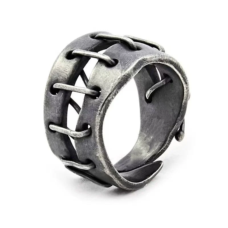 

HQ Punk Dark World Style Rings Personalized Metal Men's Ring Industrial Style Belief and Power Amulet Jewelry Accessories Gifts