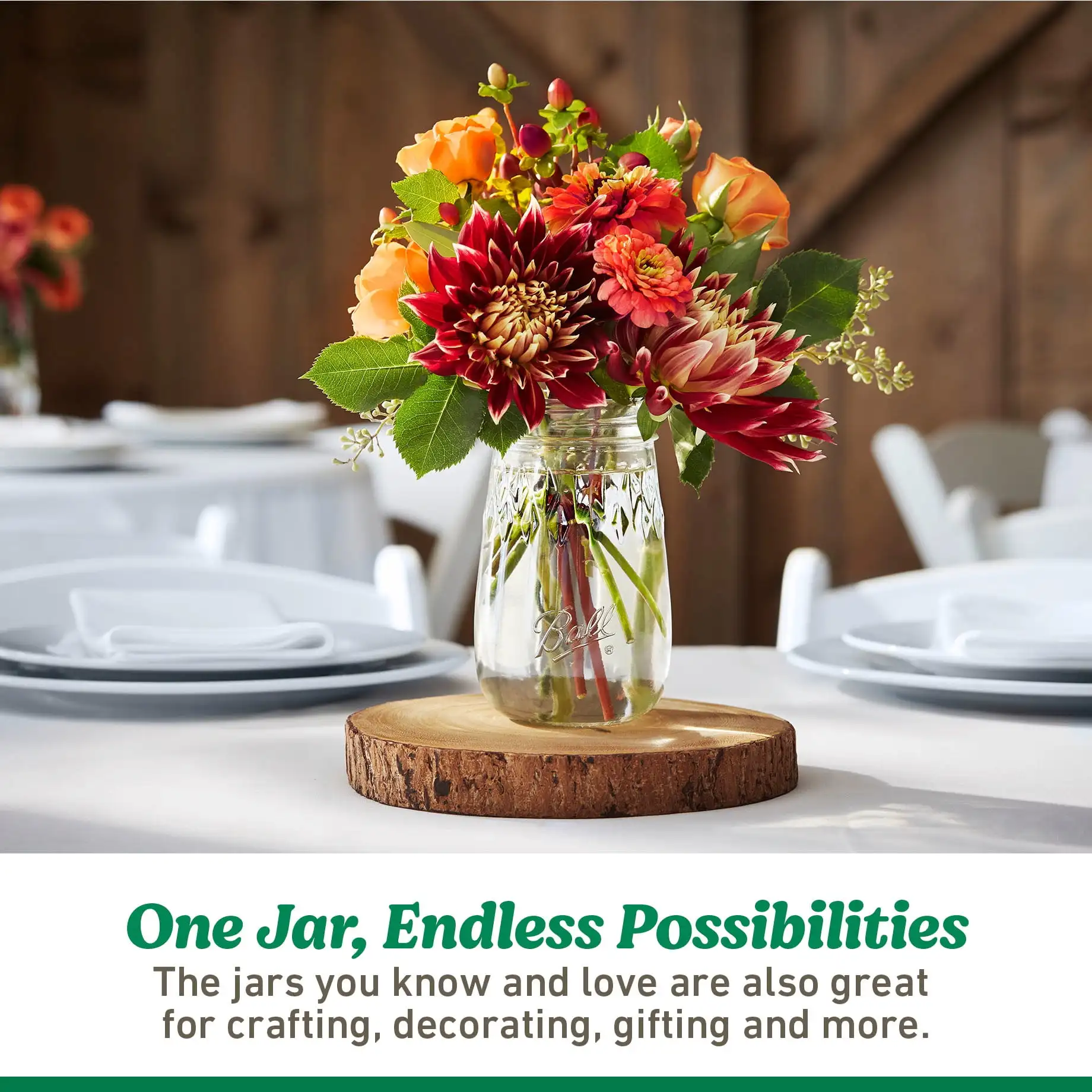 Glass Mason Jar W/Lid & Band, Wide Mouth, 64 Ounces, 6 Count