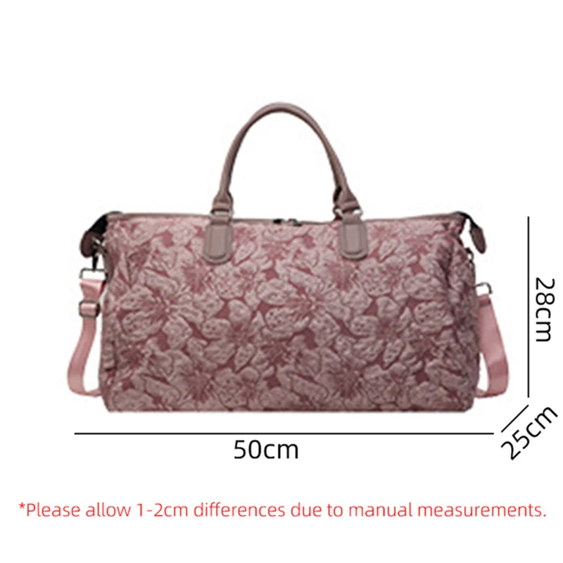 Grande Capacidade Flor Impresso Bolsa de Ombro para Mulheres, Bolsa Leve, Sacos de Viagem, Curta Distância, Bagagem, Crossbody