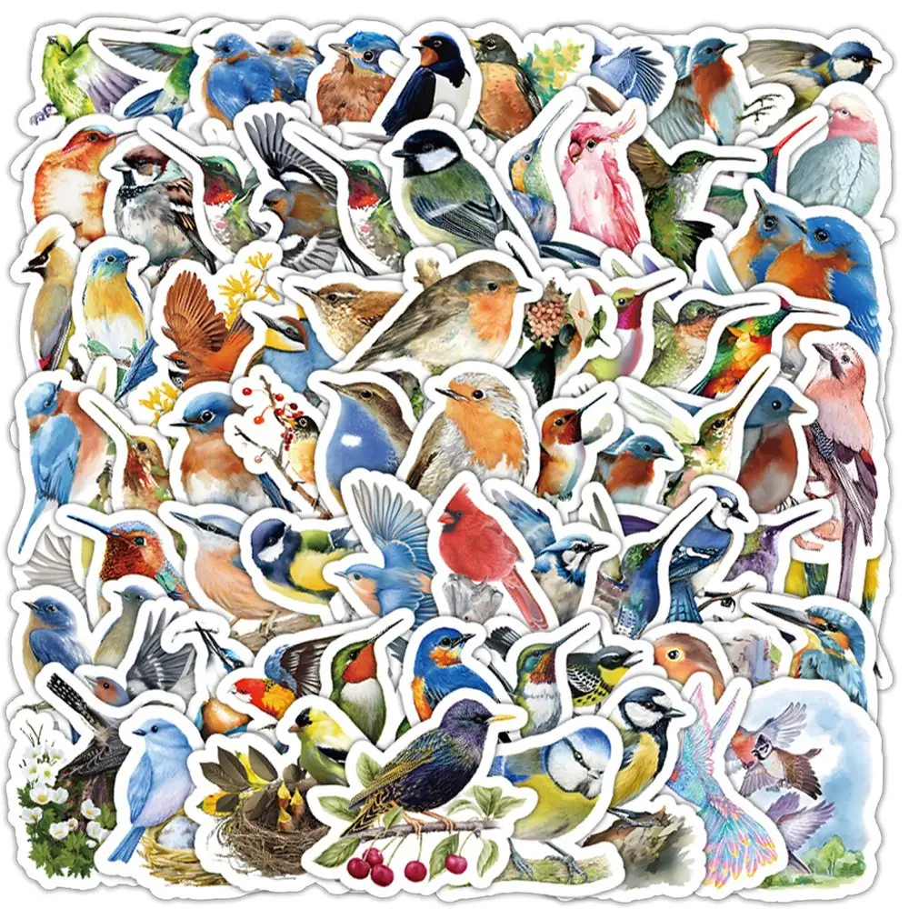 100PCS Animal Watercolor Bird Graffiti Waterproof Stickers Skateboard Book Guitar Laptop Suitcase DIY Sticker Pack Gifts