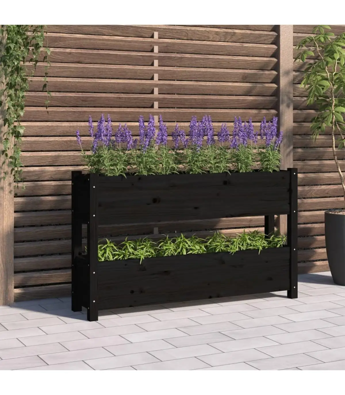 112x25x66 cm black pine planter and planters solid wood planter