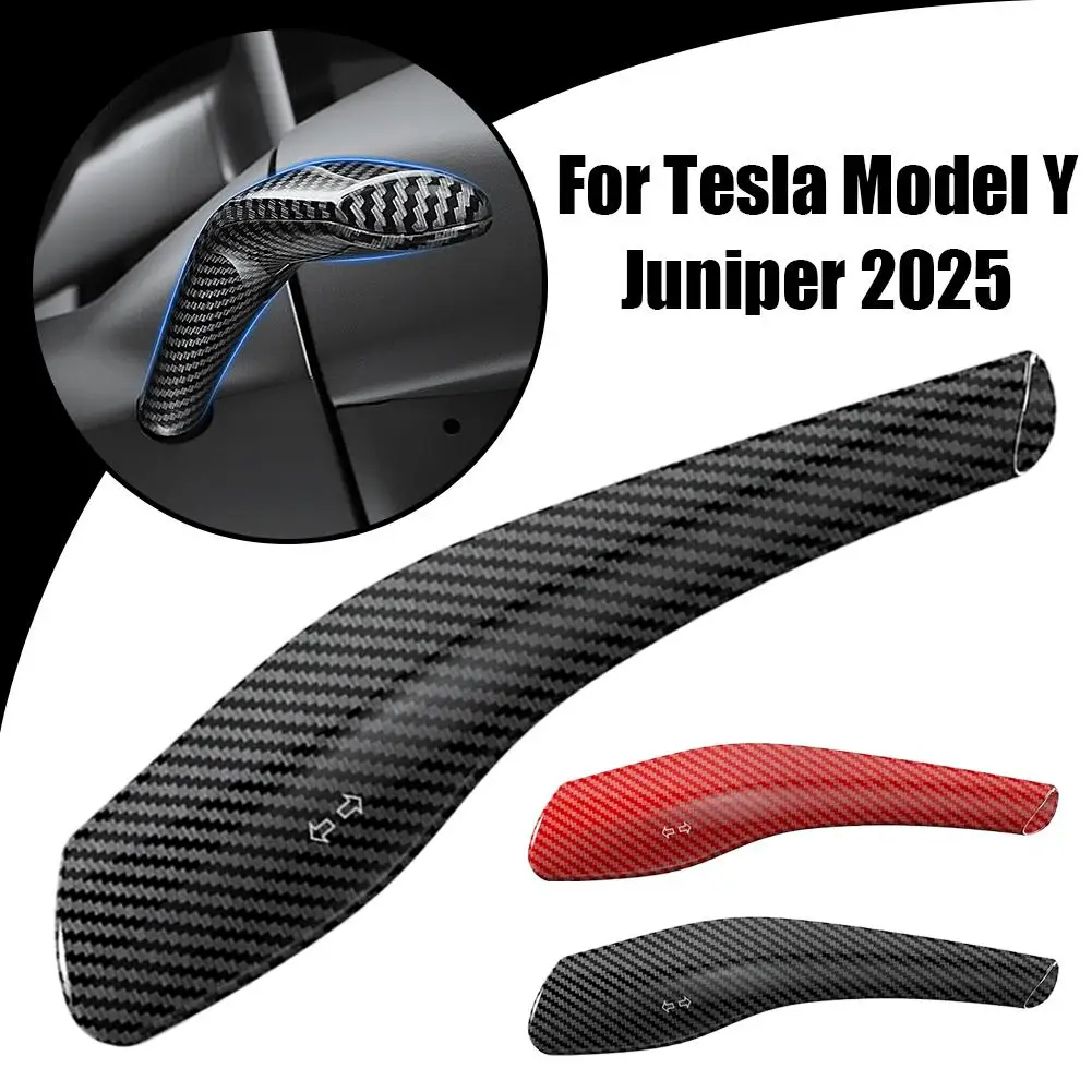 

Для Tesla Model Y Juniper 2025, крышка переключения передач из углеродного волокна, ABS, рулевой рычаг, защита ручки переключения передач, чехол, декор автомобиля