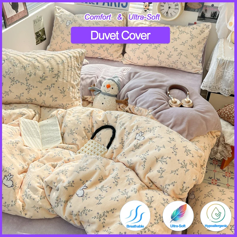 

Фланелевой пододеяльник с цветочным принтом, 1 шт., ультра-мягкий комфорт и дышащее гипоаллергенное постельное белье, пододеяльник для отдыха и сна