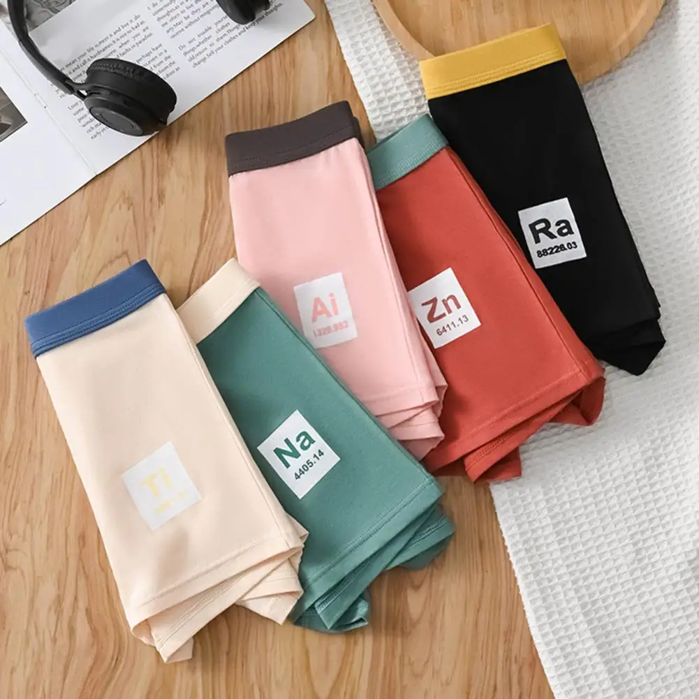 Men Boxer Underwear Elastic Mid-Waist Design Breathable Shorts Briefs Patchwork Color U-Convex Smooth Wiring Panties 남자 브리프