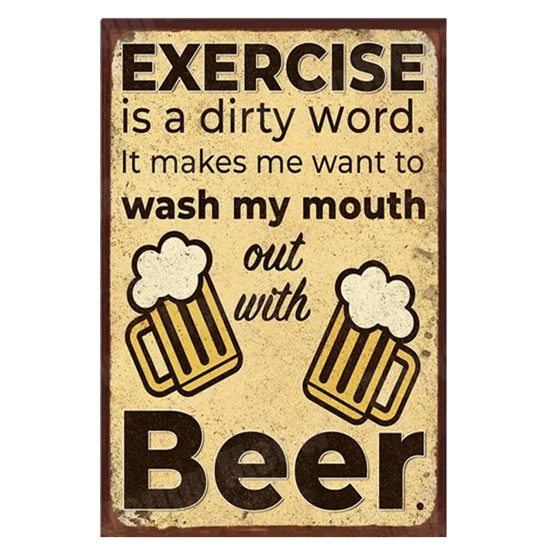 HD Tin Sign Vintage Beer Humor Wall Decor - Retro Funny Bar & Man Cave Metal Poster for Pub Kitchen Garage